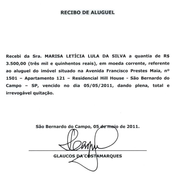 Lula manda 31 folhas de recibos de aluguel a Moro 